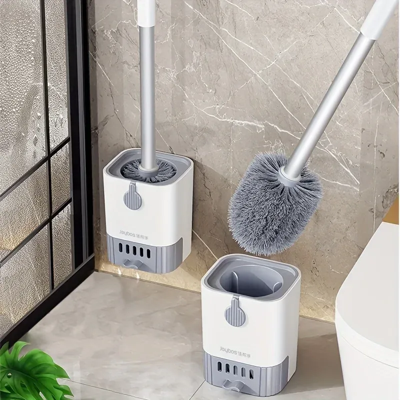 Ensemble brosse de toilette avec support, brosse murale à long manche, brosse flexible et outils de nettoyage pour salle de bain