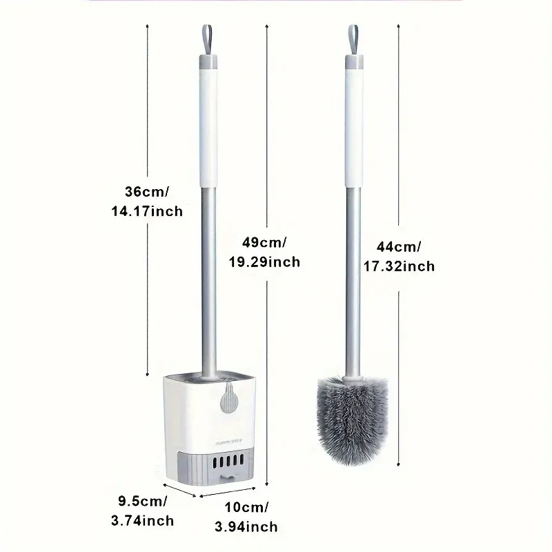 Ensemble brosse de toilette avec support, brosse murale à long manche, brosse flexible et outils de nettoyage pour salle de bain 6
