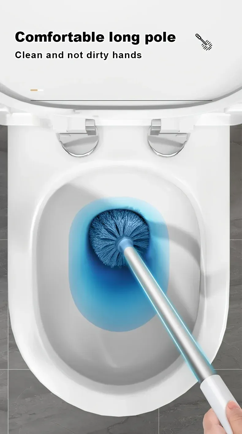 Brosse de toilette à long manche en situation