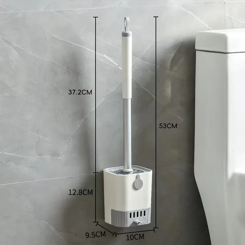 Ensemble brosse de toilette avec support, brosse murale à long manche, brosse flexible et outils de nettoyage pour salle de bain 8