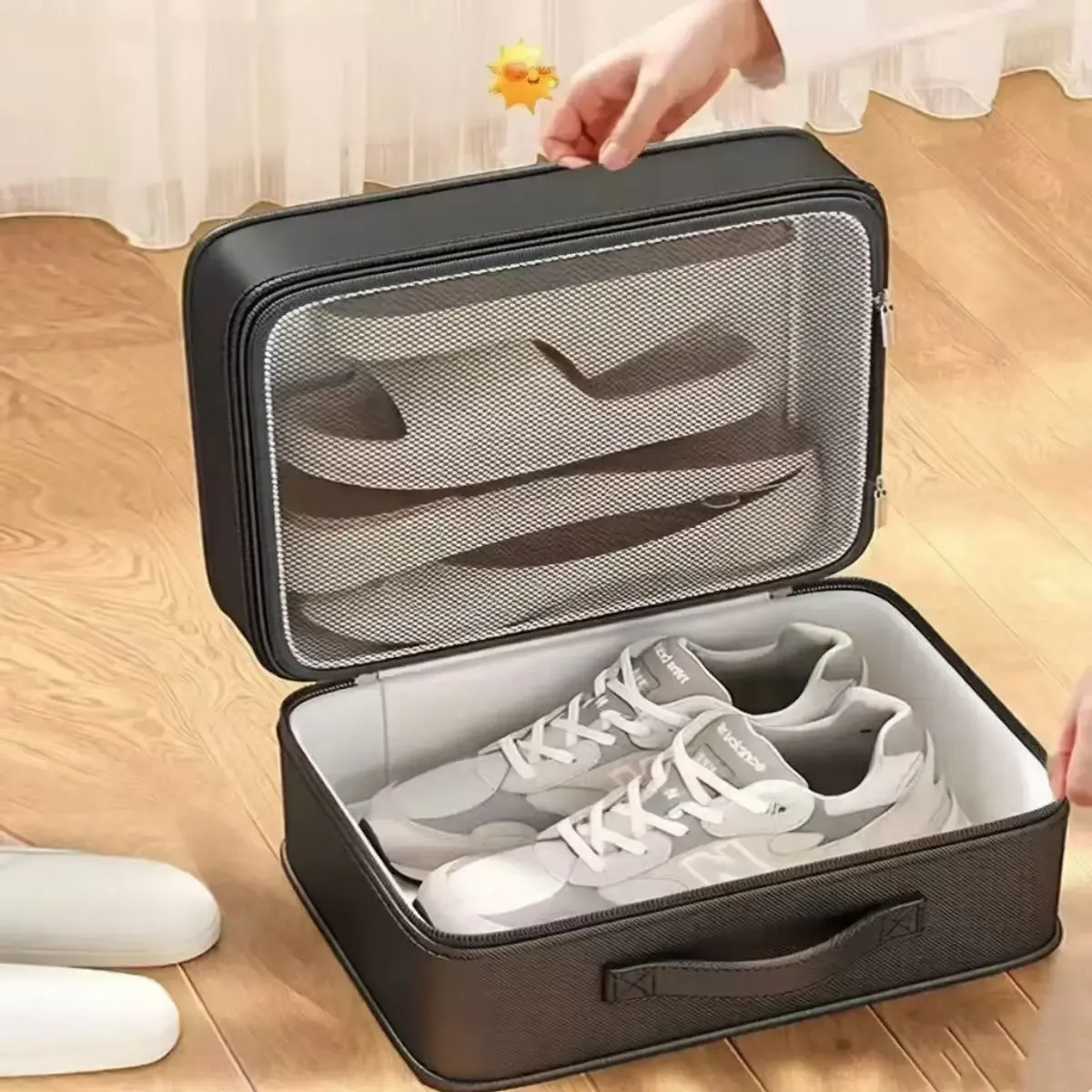 Sac de rangement pour chaussures de voyage imperméable à fermeture éclair, plusieurs compartiments, 4 paires 4