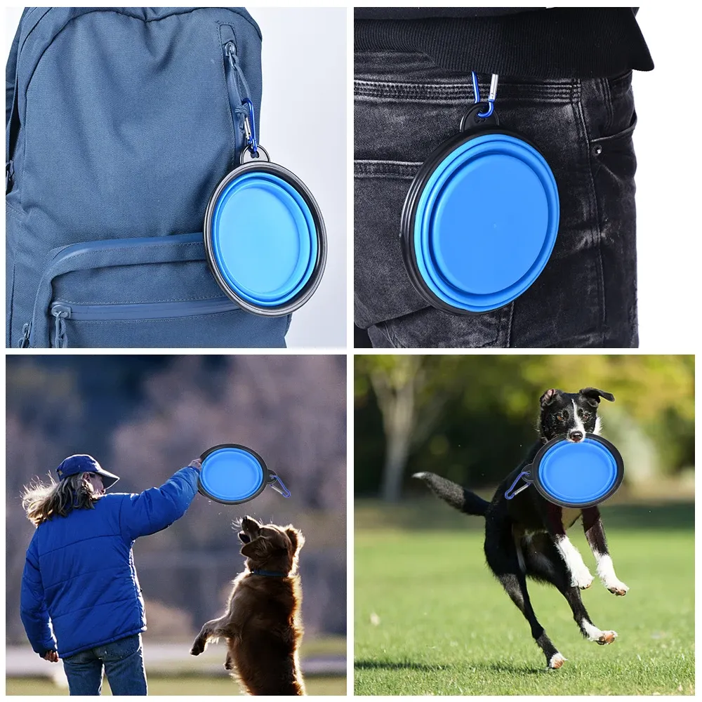 Gamelle pliable en silicone pour animaux de compagnie, idéale pour le camping et les voyages 6
