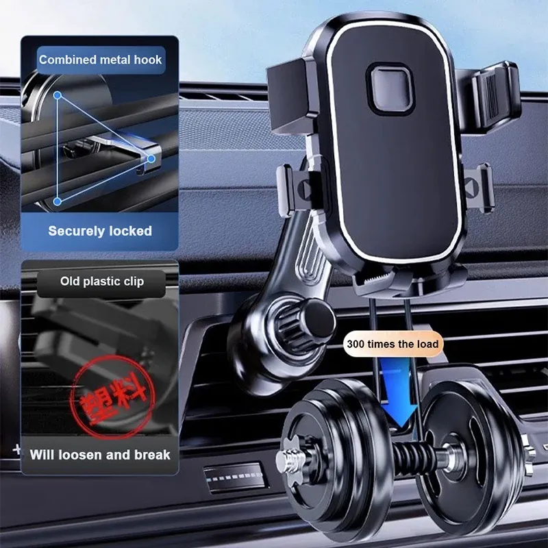BLALION Support de téléphone de voiture à gravité rotatif 360° anti-secousse pour grille d'aération, compatible iPhone Pro, Xiaomi et Samsung 5