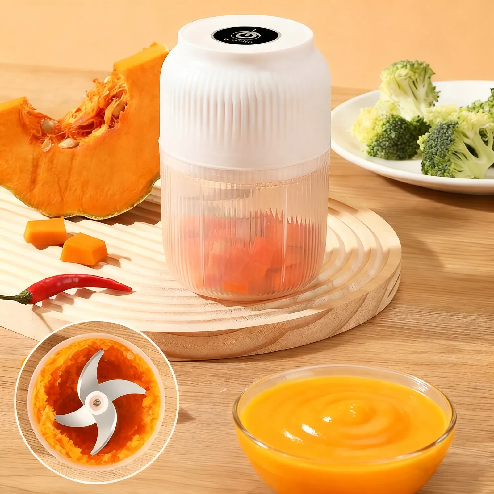 Mini hachoir électrique USB 320 ml pour ail, piment, gingembre et légumes – Outil de cuisine polyvalent 3