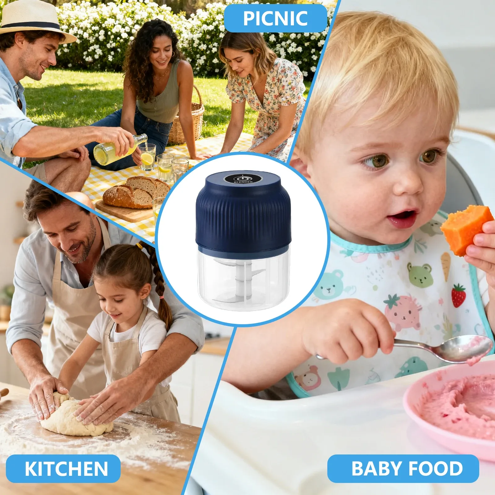 Mini hachoir électrique USB 320 ml, ambiance cuisine