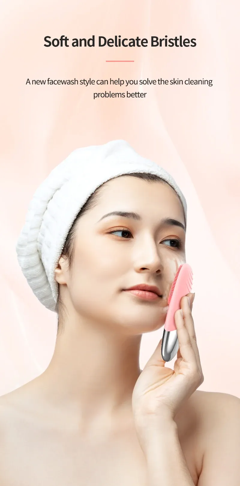Brosse nettoyante électrique pour le visage en action