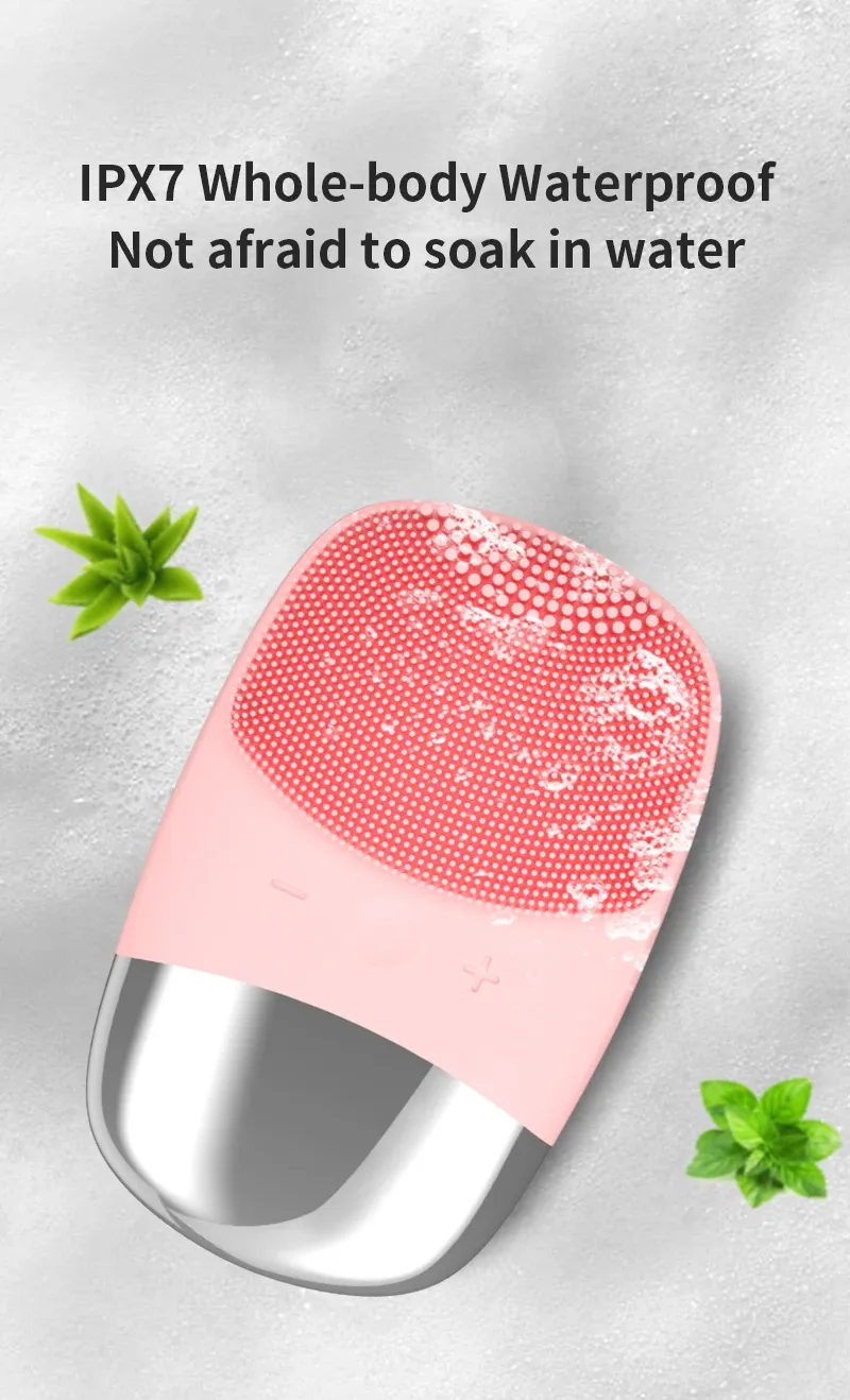 Brosse nettoyante électrique pour le visage, texture silicone