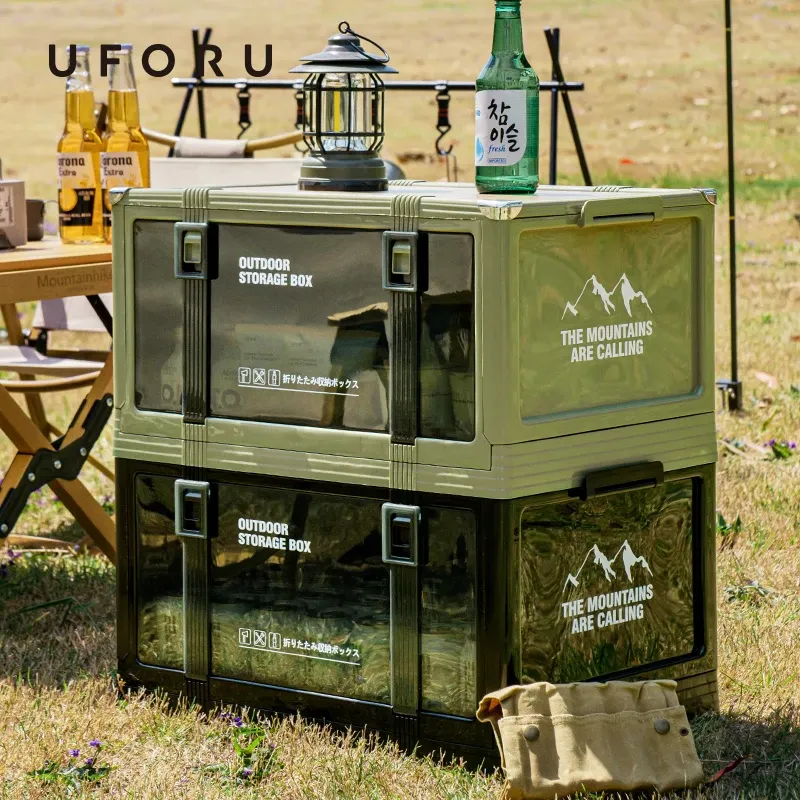 UFORU Boîte de rangement pliante épaisse multicouche avec couvercle – Idéale pour le camping en plein air, l'organisation du coffre de voiture et les pique-niques - Image 1