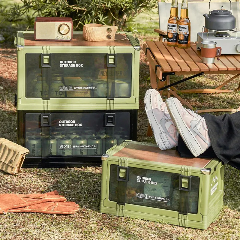 UFORU Boîte de rangement pliante épaisse multicouche avec couvercle – Idéale pour le camping en plein air, l'organisation du coffre de voiture et les pique-niques 5