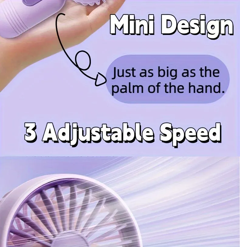 Mini ventilateur portable rechargeable, vue rapprochée