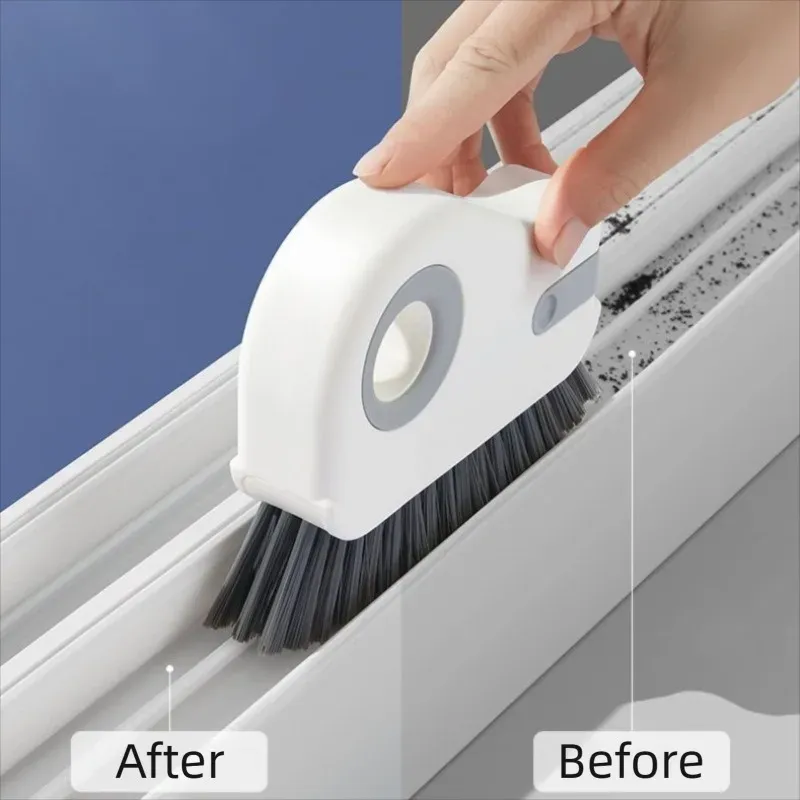 Brosse de nettoyage 2 en 1 pour rainures, rails de fenêtres et portes coulissantes, avec poils durs pour joints et fentes 2