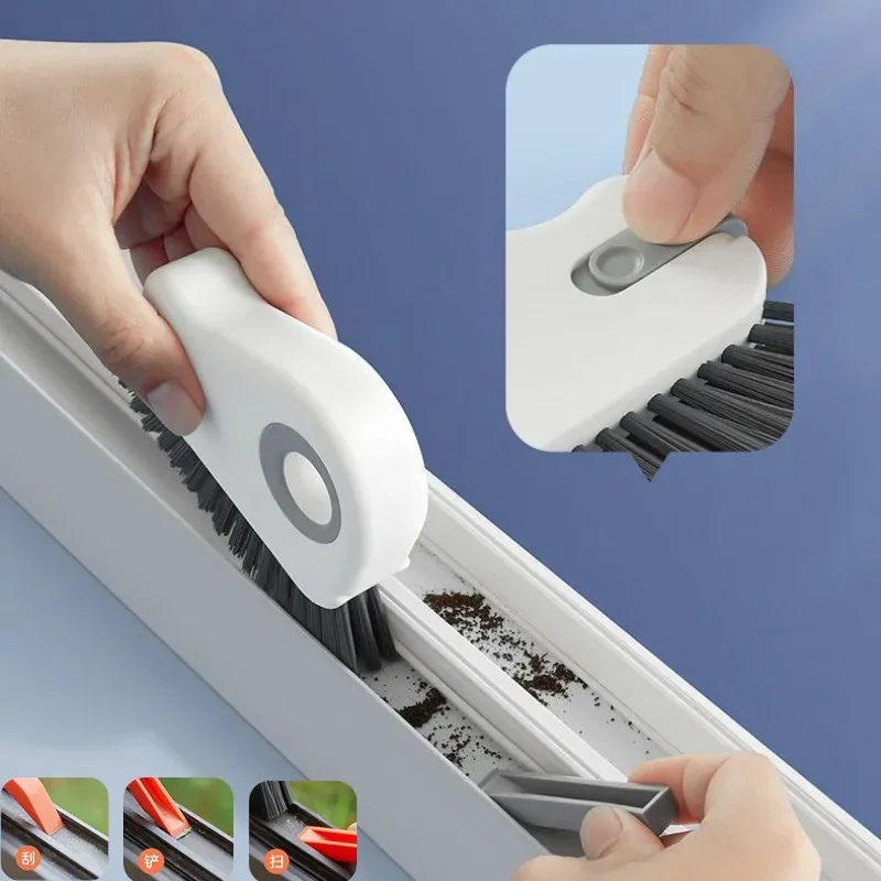 Brosse de nettoyage 2 en 1 pour rainures, rails de fenêtres et portes coulissantes, avec poils durs pour joints et fentes 3