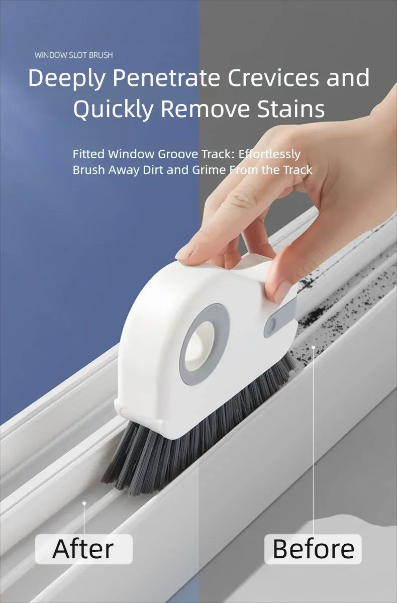 Brosse de nettoyage pour rail de fenêtre coulissante