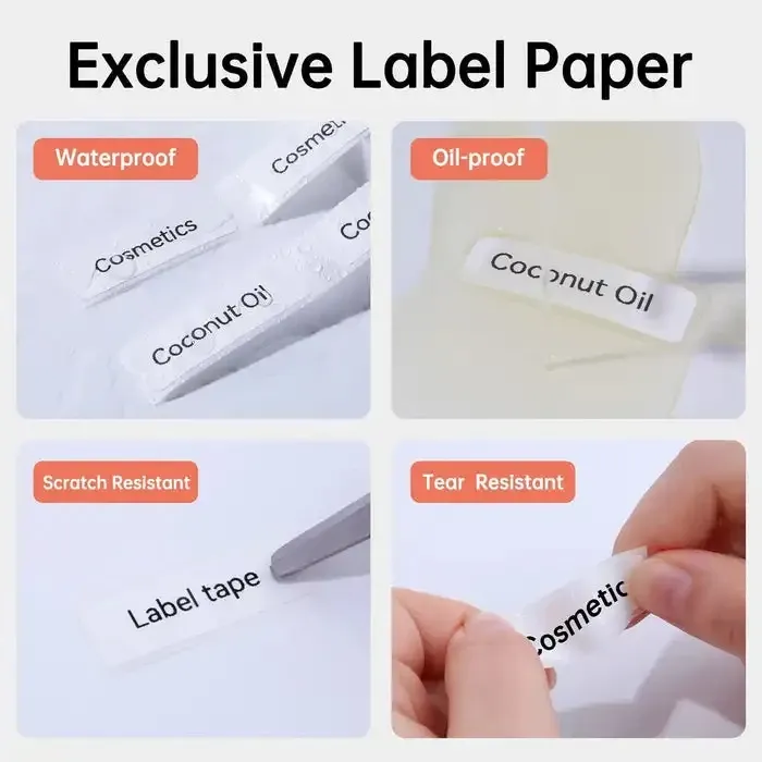 Étiquettes Niimbot appliquées sur des contenants