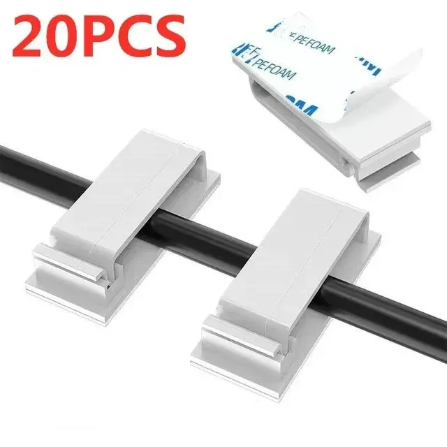 Organiseur de câbles autocollant, support de câbles, gestion des câbles, clip de serrage pour la maison, alimentation PC, rangement de câbles USB, gestionnaire de câbles de bureau 21