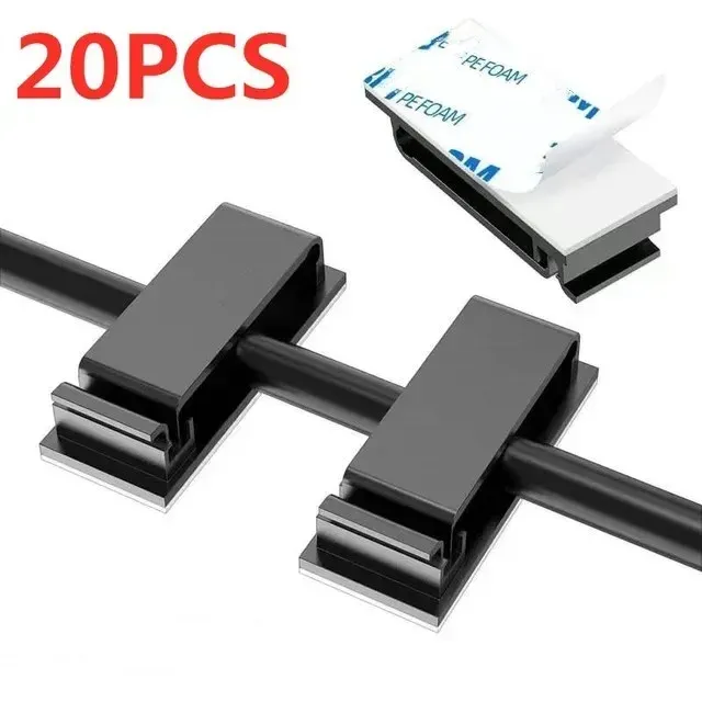 Organiseur de câbles autocollant, support de câbles, gestion des câbles, clip de serrage pour la maison, alimentation PC, rangement de câbles USB, gestionnaire de câbles de bureau 9