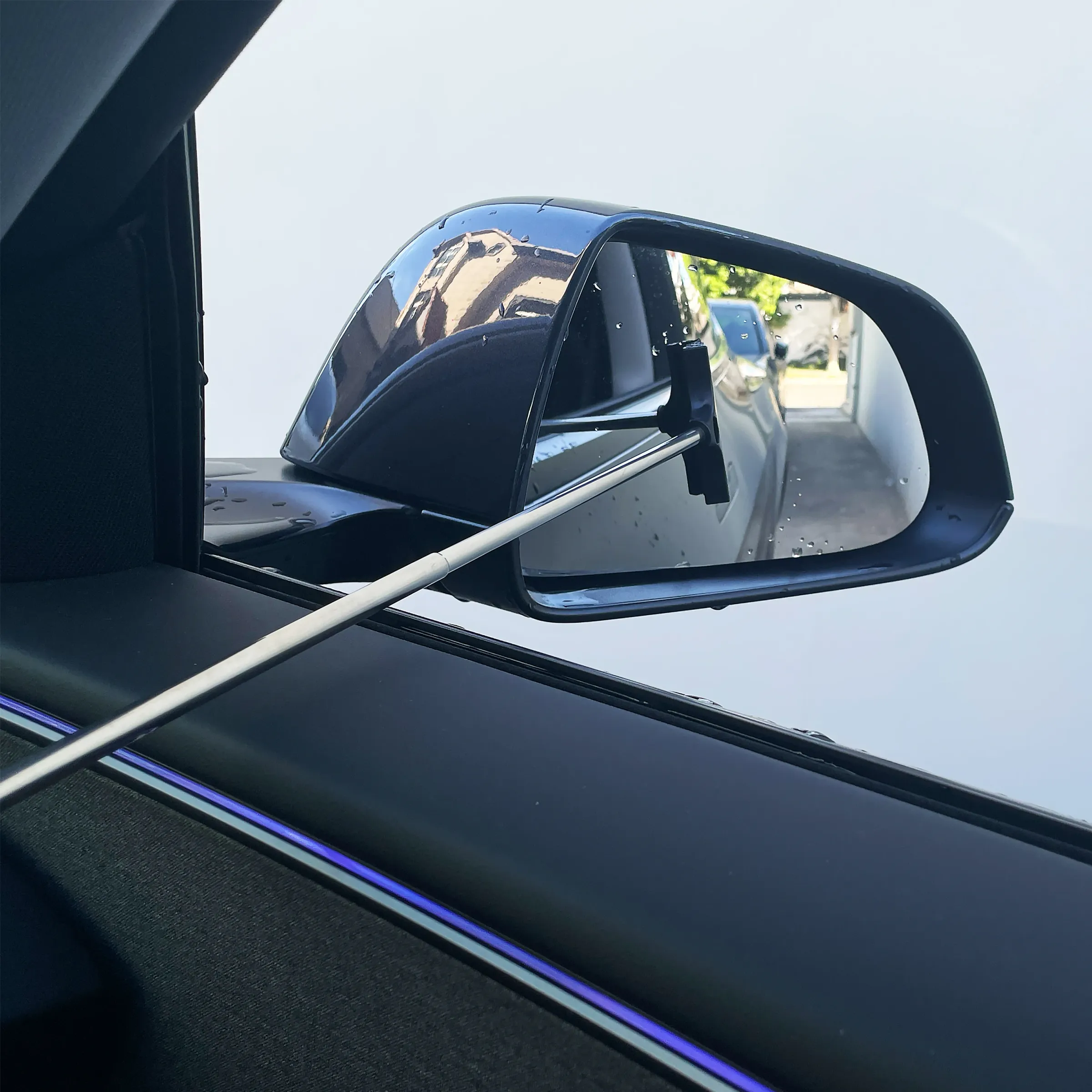 Essuie-glace de rétroviseur de voiture à poignée télescopique, outil de nettoyage de vitres automobiles et brosse de nettoyage 4