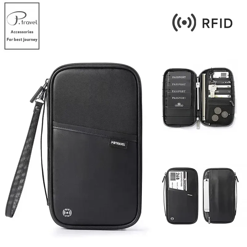 Pochette de voyage pour passeport avec porte-cartes et compartiment à documents, à bandoulière 1