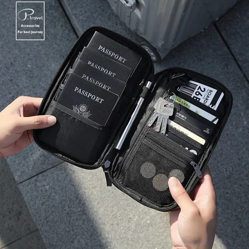 Pochette de voyage pour passeport avec porte-cartes et compartiment à documents, à bandoulière 5