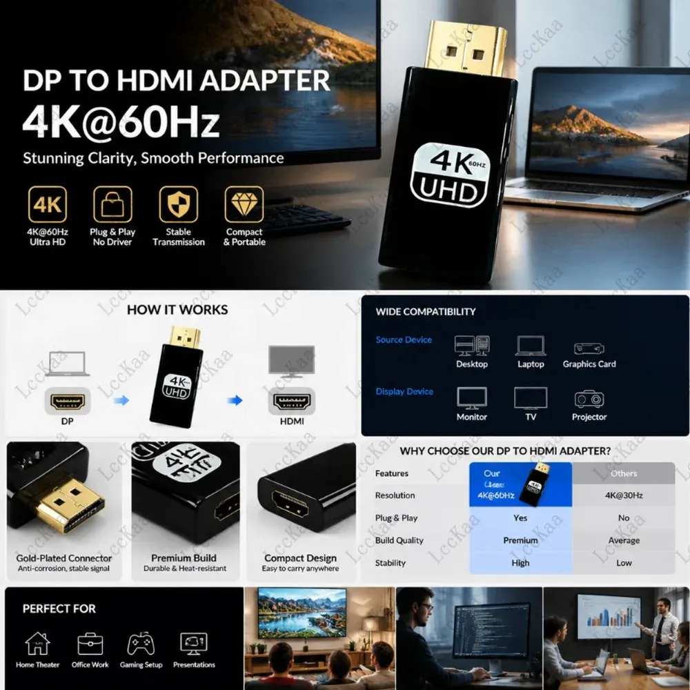 Adaptateur DisplayPort vers HDMI en situation d'utilisation