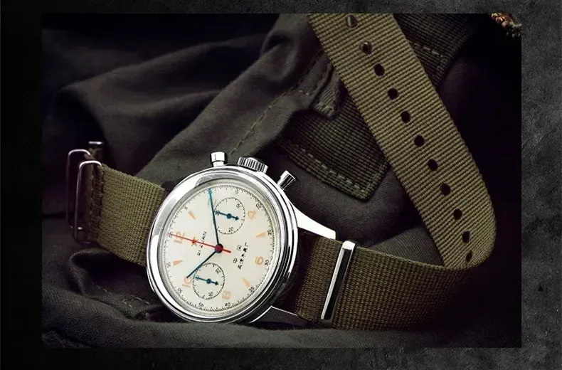 Montre pilote vintage pour homme, finition du boîtier