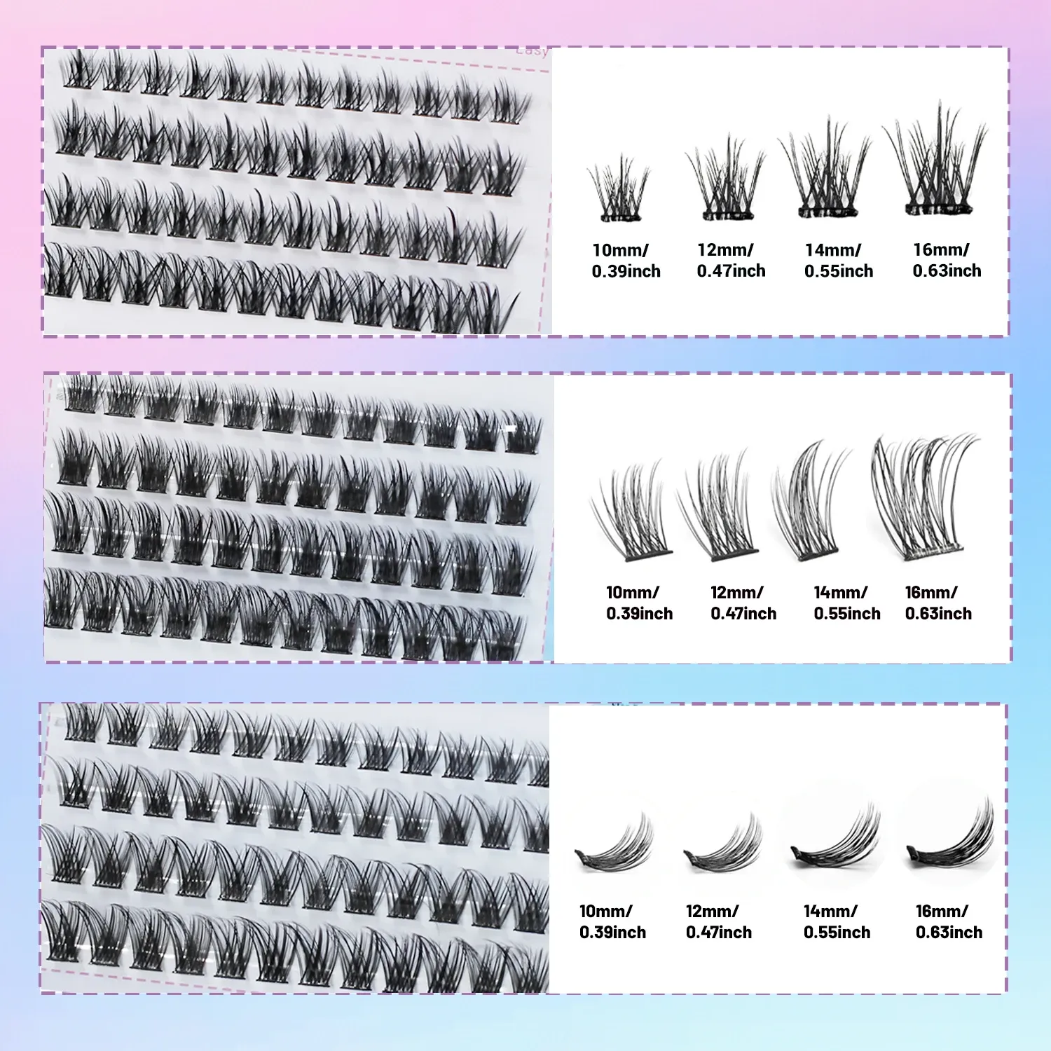 Faux cils en forme de C, présentation