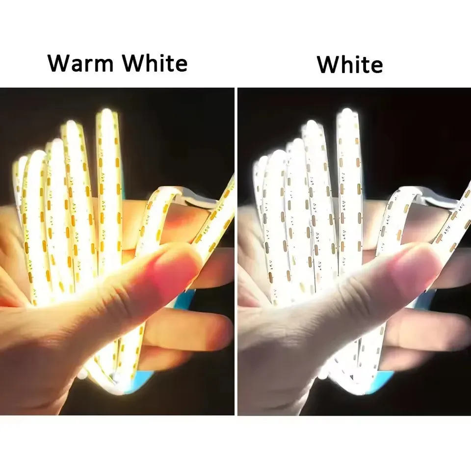 Bande lumineuse LED COB 5 V, 320 LED/m, avec capteur de mouvement PIR, autocollante et flexible, alimentation par batterie, pour éclairage d'armoire et de cuisine 4