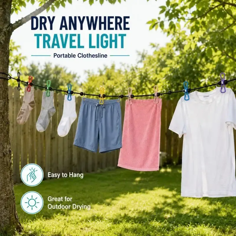Corde à linge rétractable en situation d'utilisation