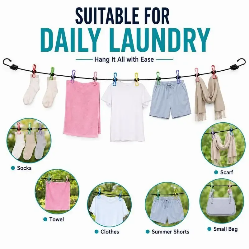 Corde à linge rétractable, détails des pinces