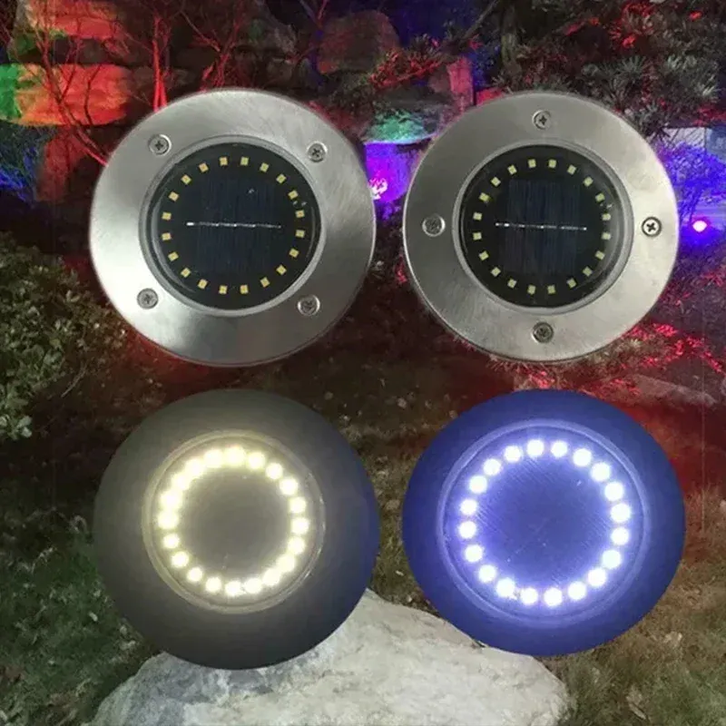 Lumières solaires d'extérieur encastrables, lot de 1, 4 ou 8 pièces, à 8 ou 20 LED, en forme de disque, idéales pour jardin, pelouse, cour et décoration de la maison 5