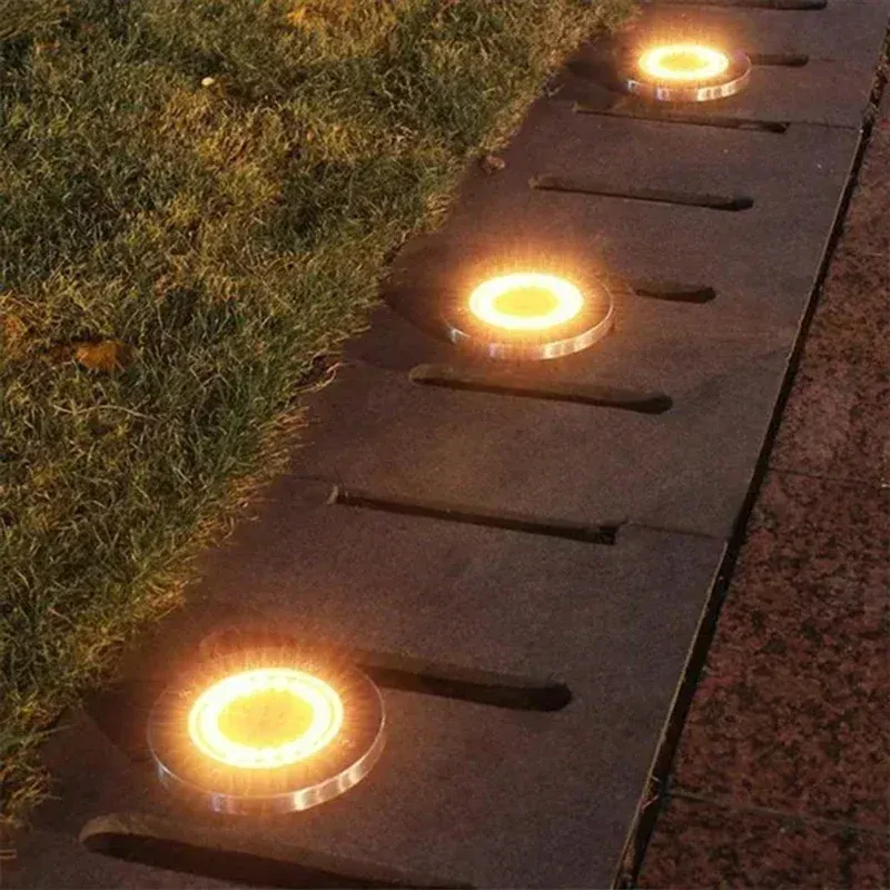 Lumières solaires d'extérieur encastrables, lot de 1, 4 ou 8 pièces, à 8 ou 20 LED, en forme de disque, idéales pour jardin, pelouse, cour et décoration de la maison 6