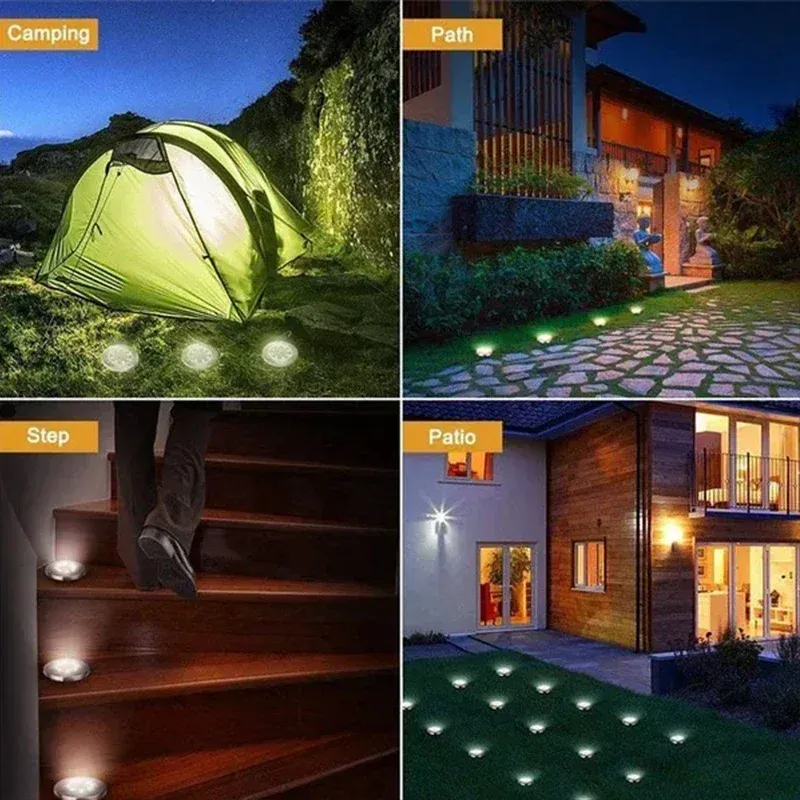 Lumières solaires au sol dans une pelouse