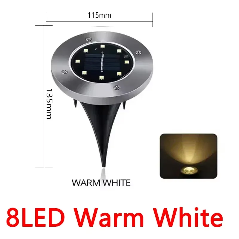 Lumières solaires d'extérieur encastrables, lot de 1, 4 ou 8 pièces, à 8 ou 20 LED, en forme de disque, idéales pour jardin, pelouse, cour et décoration de la maison 9
