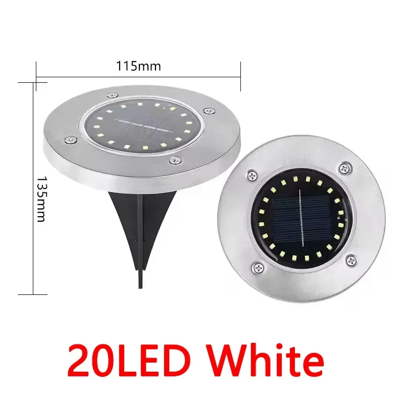 Lumières solaires d'extérieur encastrables, lot de 1, 4 ou 8 pièces, à 8 ou 20 LED, en forme de disque, idéales pour jardin, pelouse, cour et décoration de la maison 10