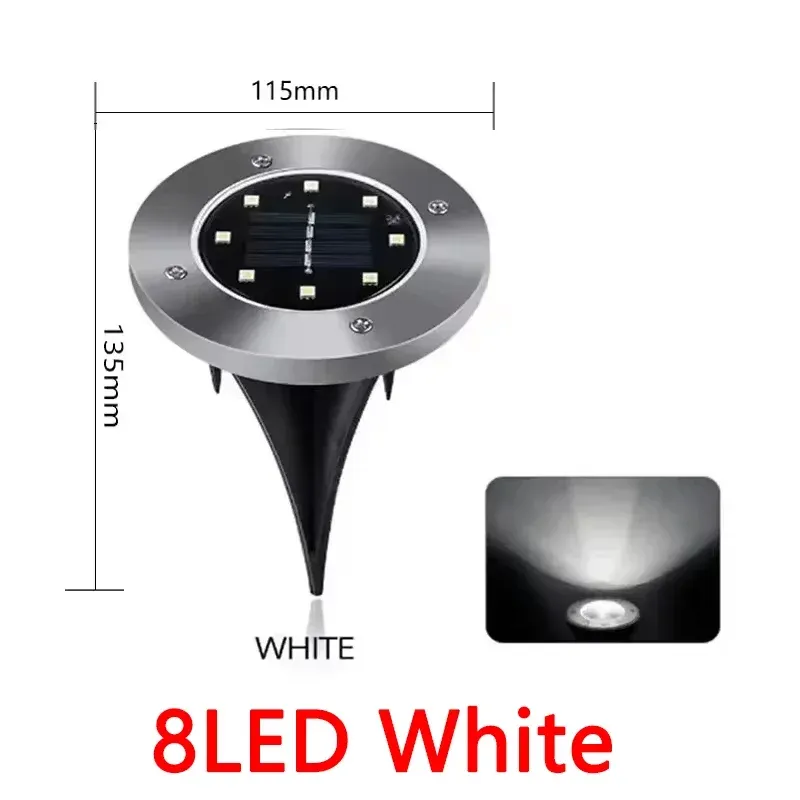 Lumières solaires d'extérieur encastrables, lot de 1, 4 ou 8 pièces, à 8 ou 20 LED, en forme de disque, idéales pour jardin, pelouse, cour et décoration de la maison 7