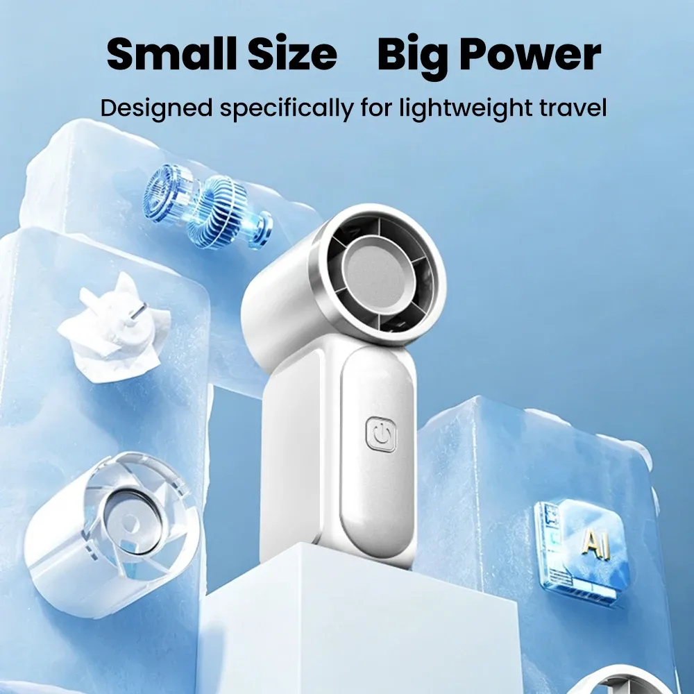 Ventilateur portable de poche à 5 vitesses réglables, rechargeable par USB-C, écran numérique 3