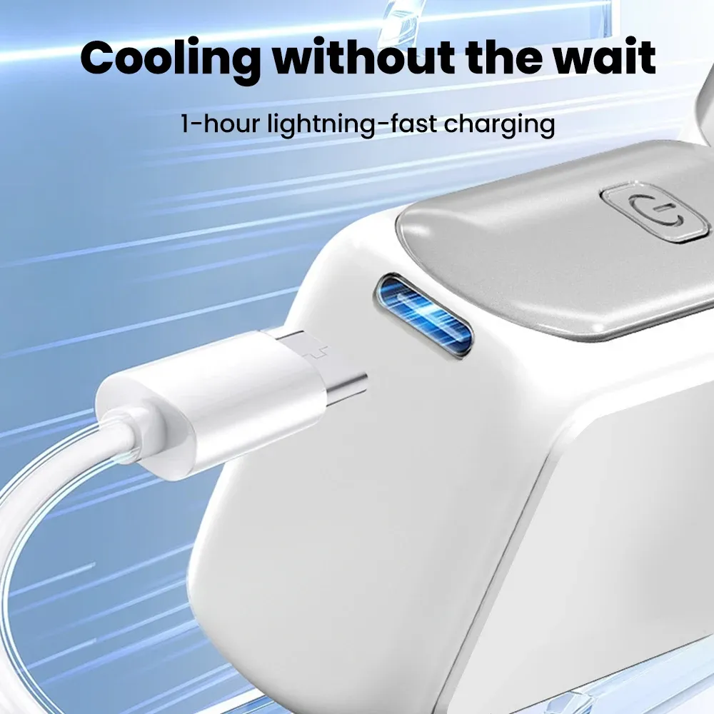 Ventilateur portable de poche à 5 vitesses réglables, rechargeable par USB-C, écran numérique 6