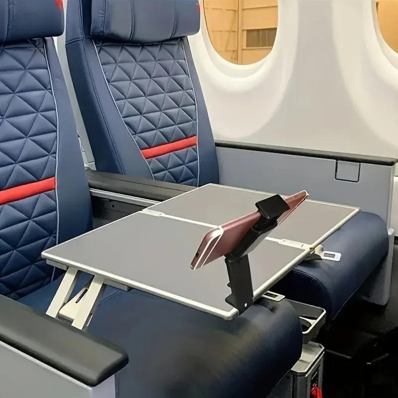 Support de téléphone pour avion, support de voyage portable, pliable, réglable et rotatif, idéal pour bureau, vol, selfie et siège de train 2