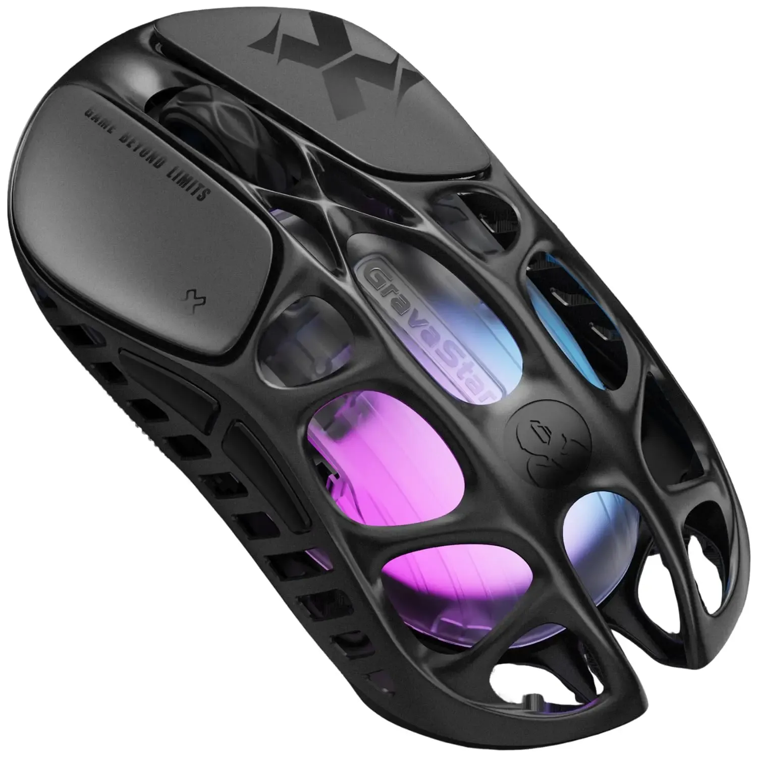 Souris de jeu sans fil GravaStar Mercury X, capteur PAW3950 32 000 DPI, ultra-légère 49 g, coque en alliage de magnésium creux 7
