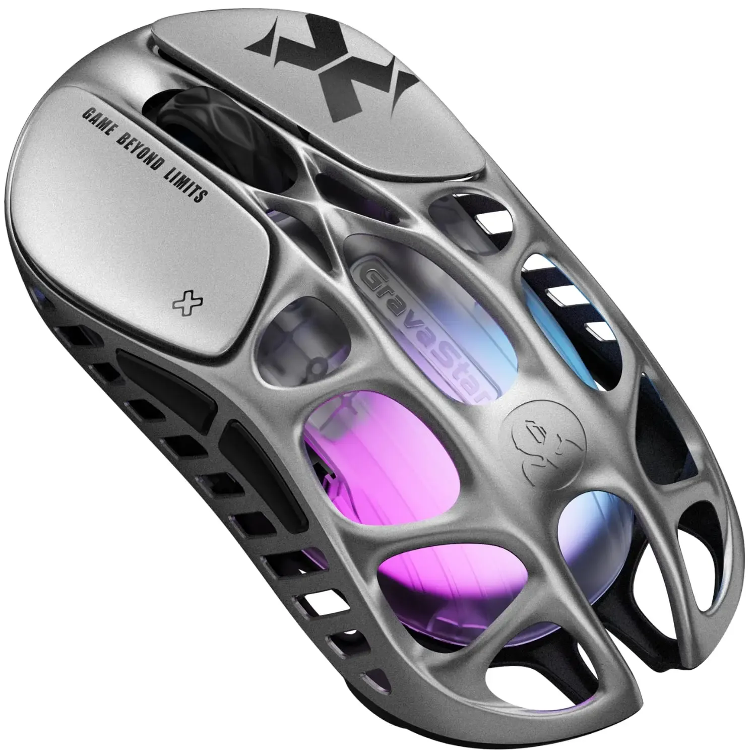 Souris de jeu sans fil GravaStar Mercury X, capteur PAW3950 32 000 DPI, ultra-légère 49 g, coque en alliage de magnésium creux 8