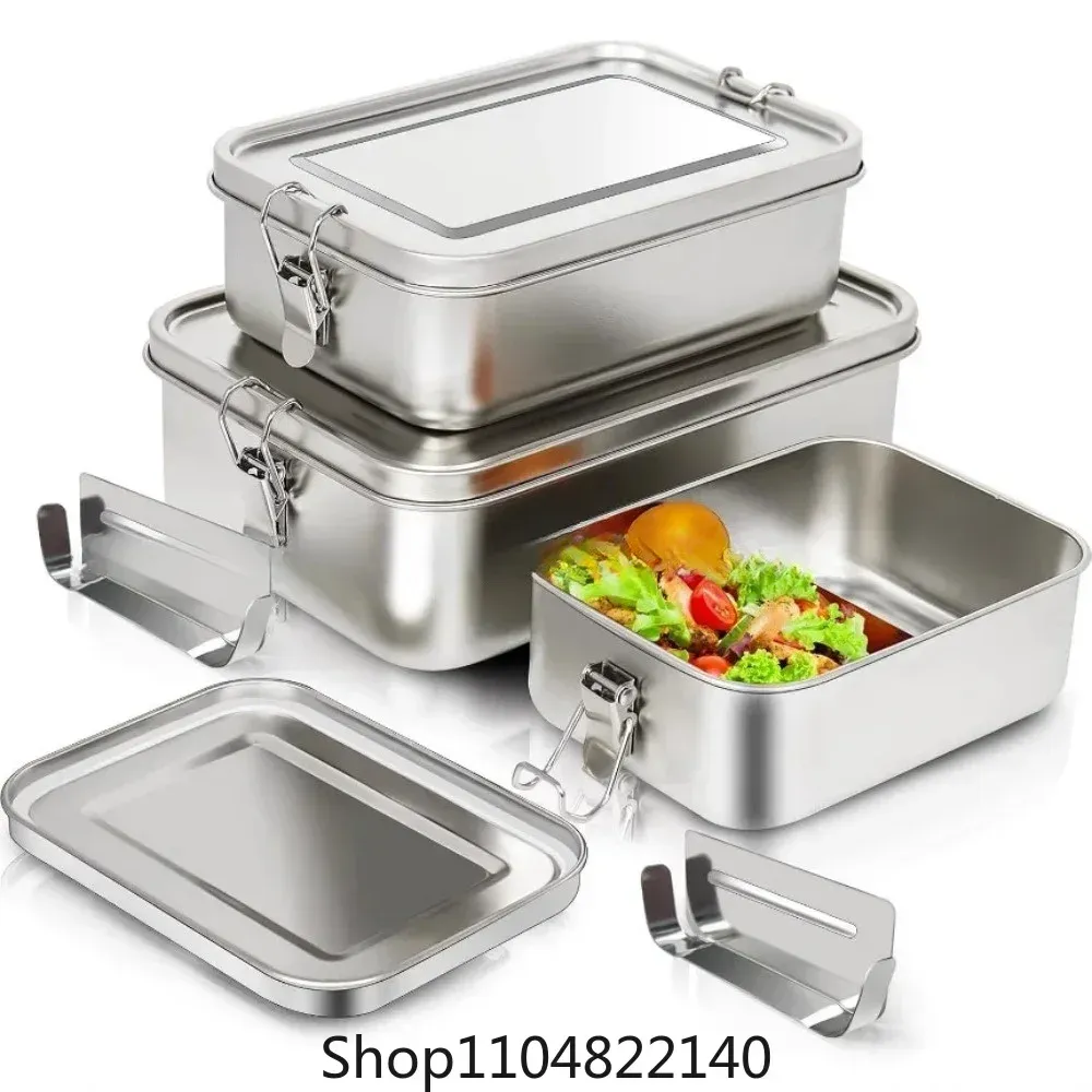 Boîte Bento en acier inoxydable avec fermoirs verrouillables - Image 1
