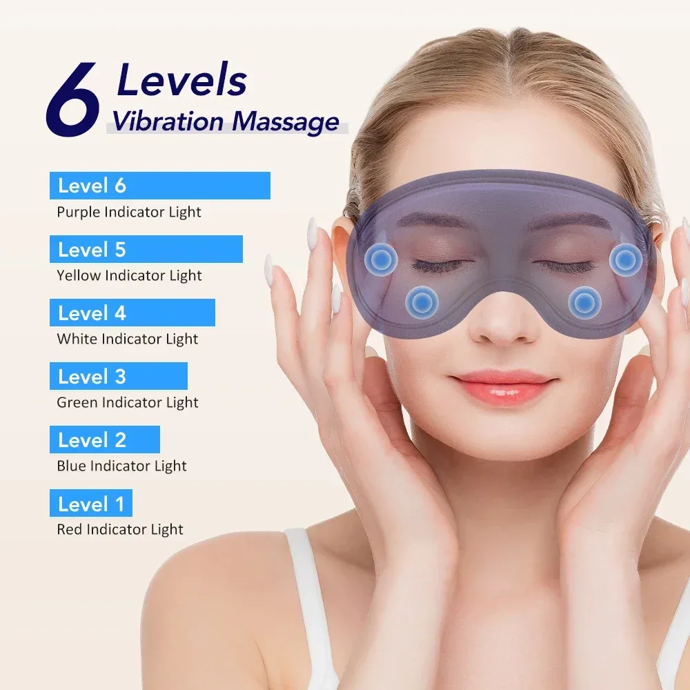 Masque yeux chauffant 3D avec massage vibrant, compresse chaude anti-cernes, masque occultant pour aider au sommeil, idéal pour le spa et les voyages 4