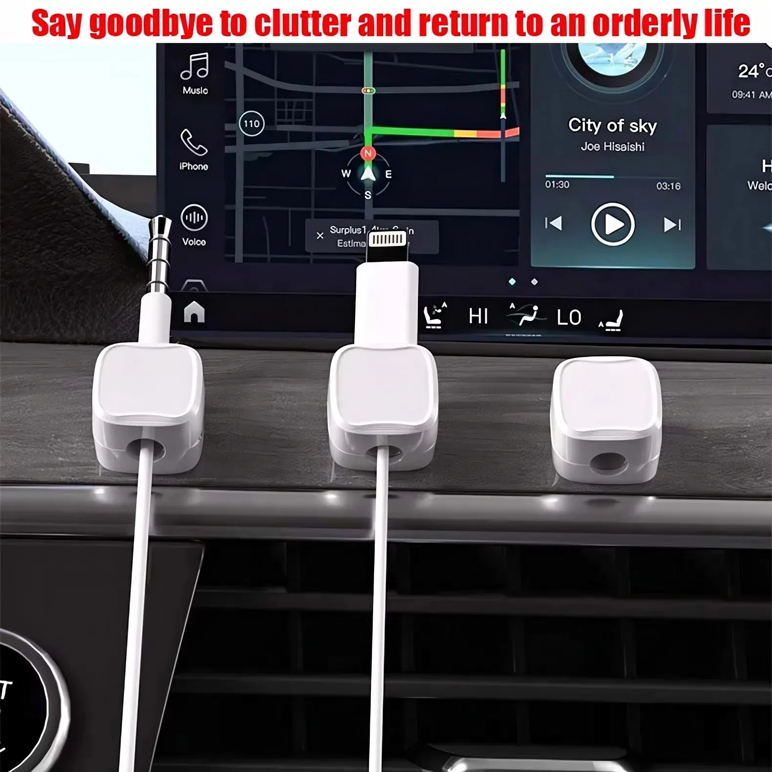 Le title is already in French, so I'll produce a clean, professional version without the keyword stuffing:

Support magnétique pour câble auto-adhésif, organisateur de câbles de charge pour voiture, maison et bureau - Image 1