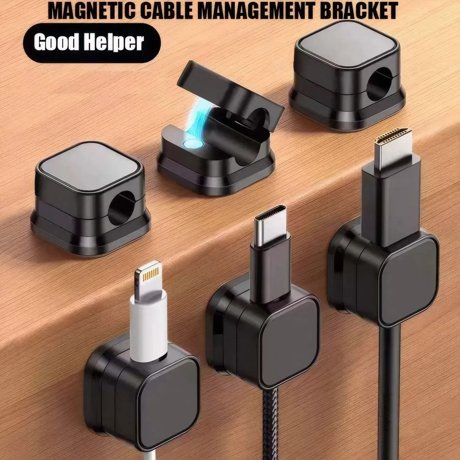 Le title is already in French, so I'll produce a clean, professional version without the keyword stuffing:

Support magnétique pour câble auto-adhésif, organisateur de câbles de charge pour voiture, maison et bureau 2
