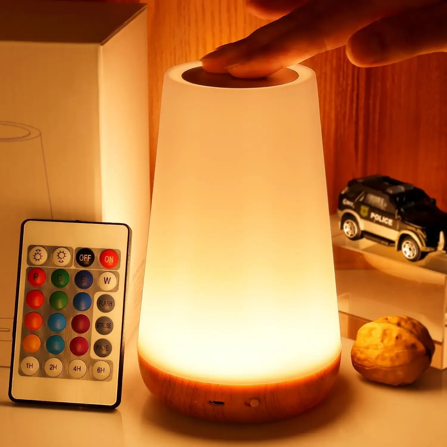Veilleuse tactile RGB rechargeable USB à 13 couleurs avec télécommande, intensité variable, portable, lampe de chevet