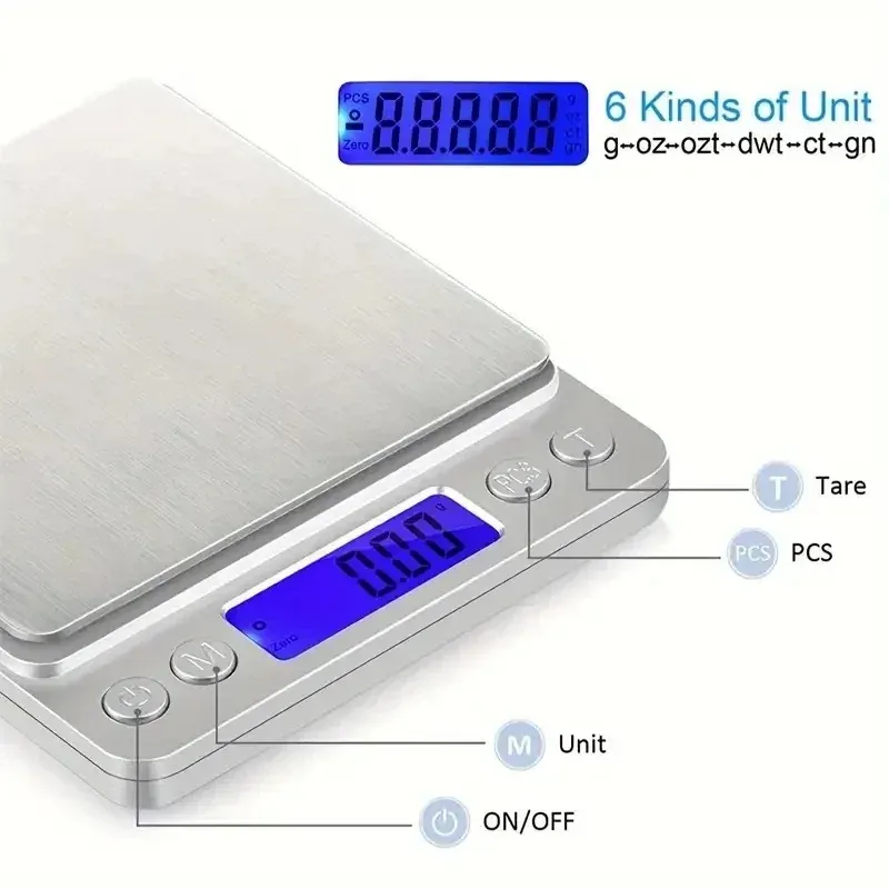Balance de cuisine numérique AccuWeight en acier inoxydable avec écran LCD 6
