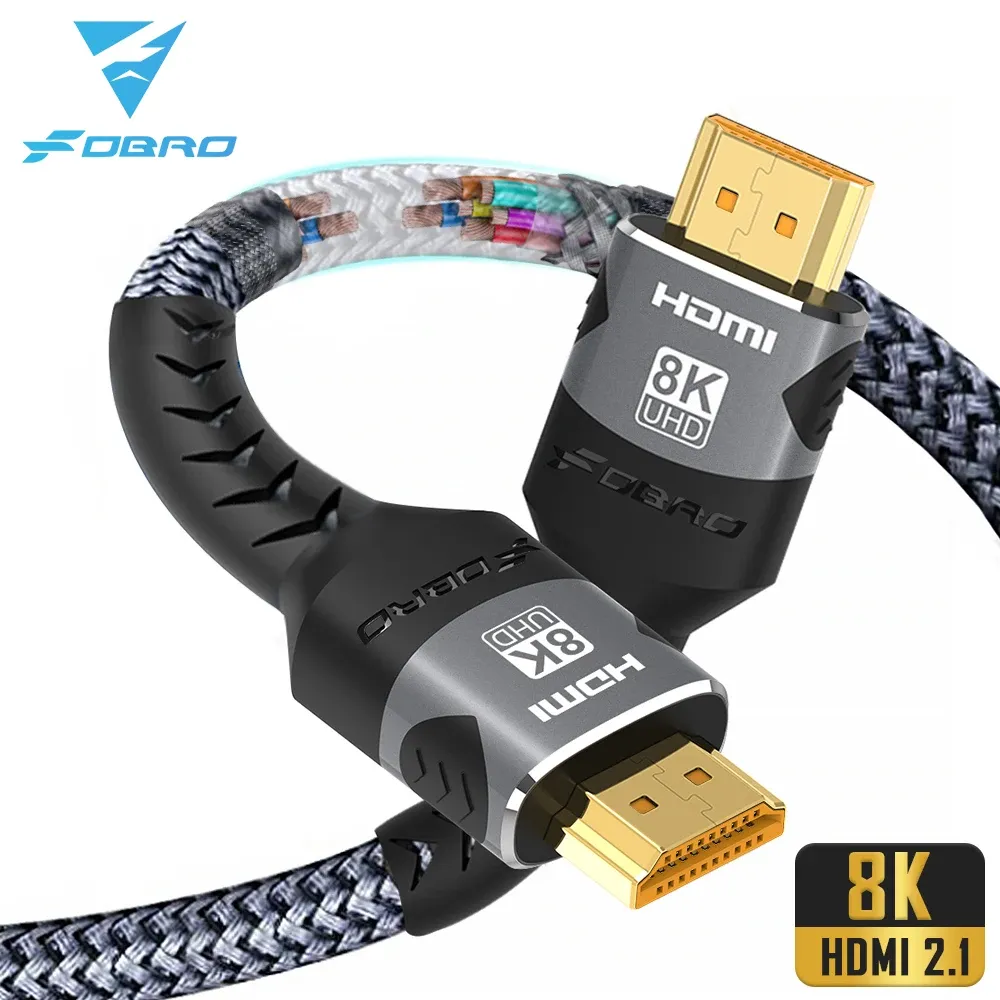Câble HDMI 2.1 8K compatible 4K@120Hz et 8K@60Hz, 48 Gbps, eARC et HDR, pour PC, ordinateur portable, TV et PS5 8
