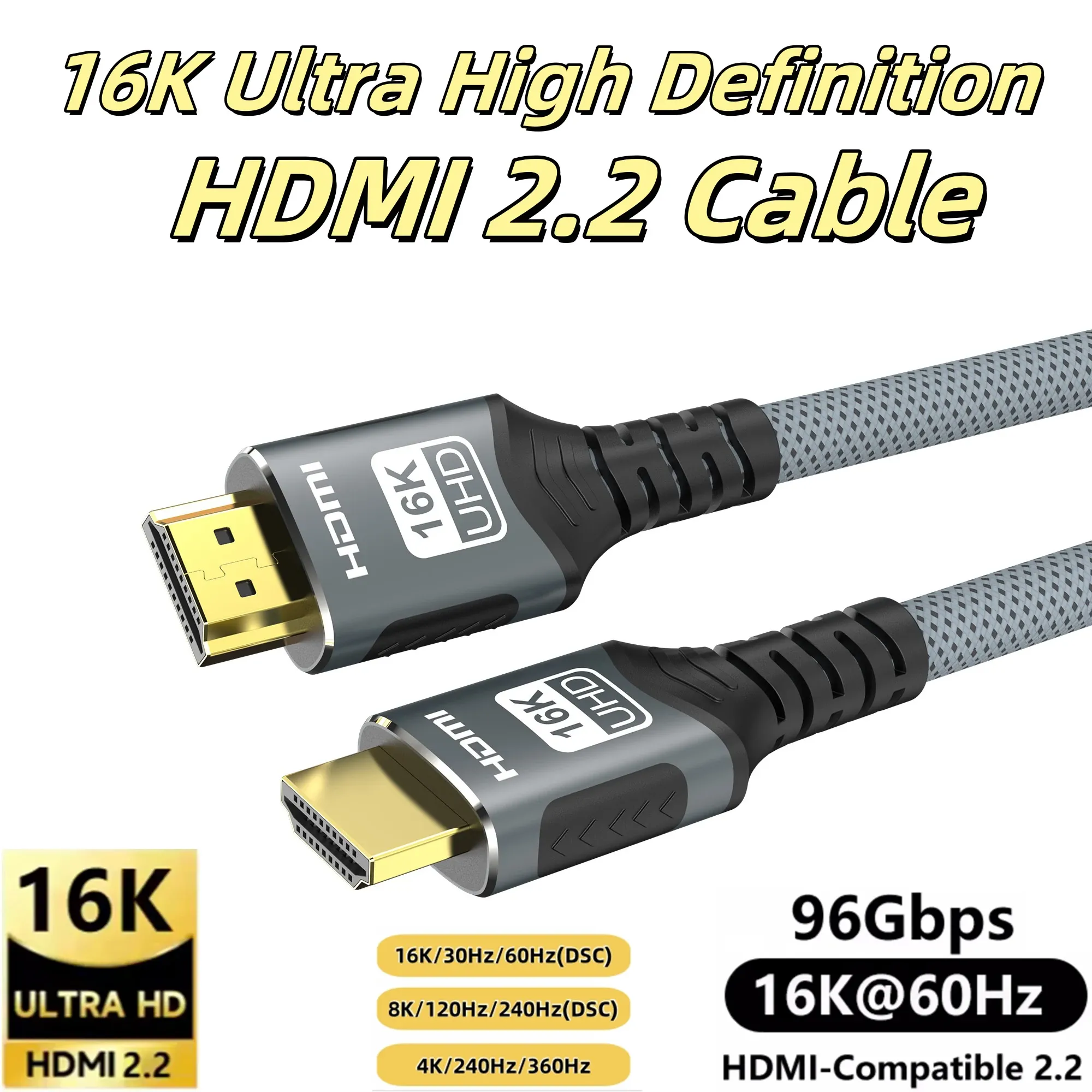 Câble HDMI 2.1 8K compatible 4K@120Hz et 8K@60Hz, 48 Gbps, eARC et HDR, pour PC, ordinateur portable, TV et PS5 9