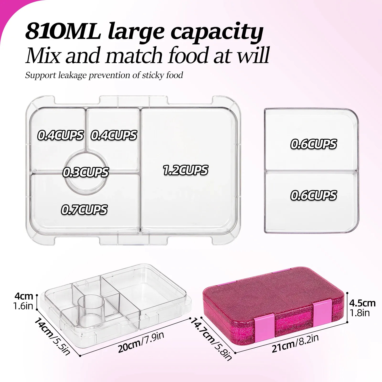 Boîte à déjeuner portable et étanche, boîte bento pour étudiants et personnel de bureau, compatible micro-ondes, avec fourchettes et cuillères 2