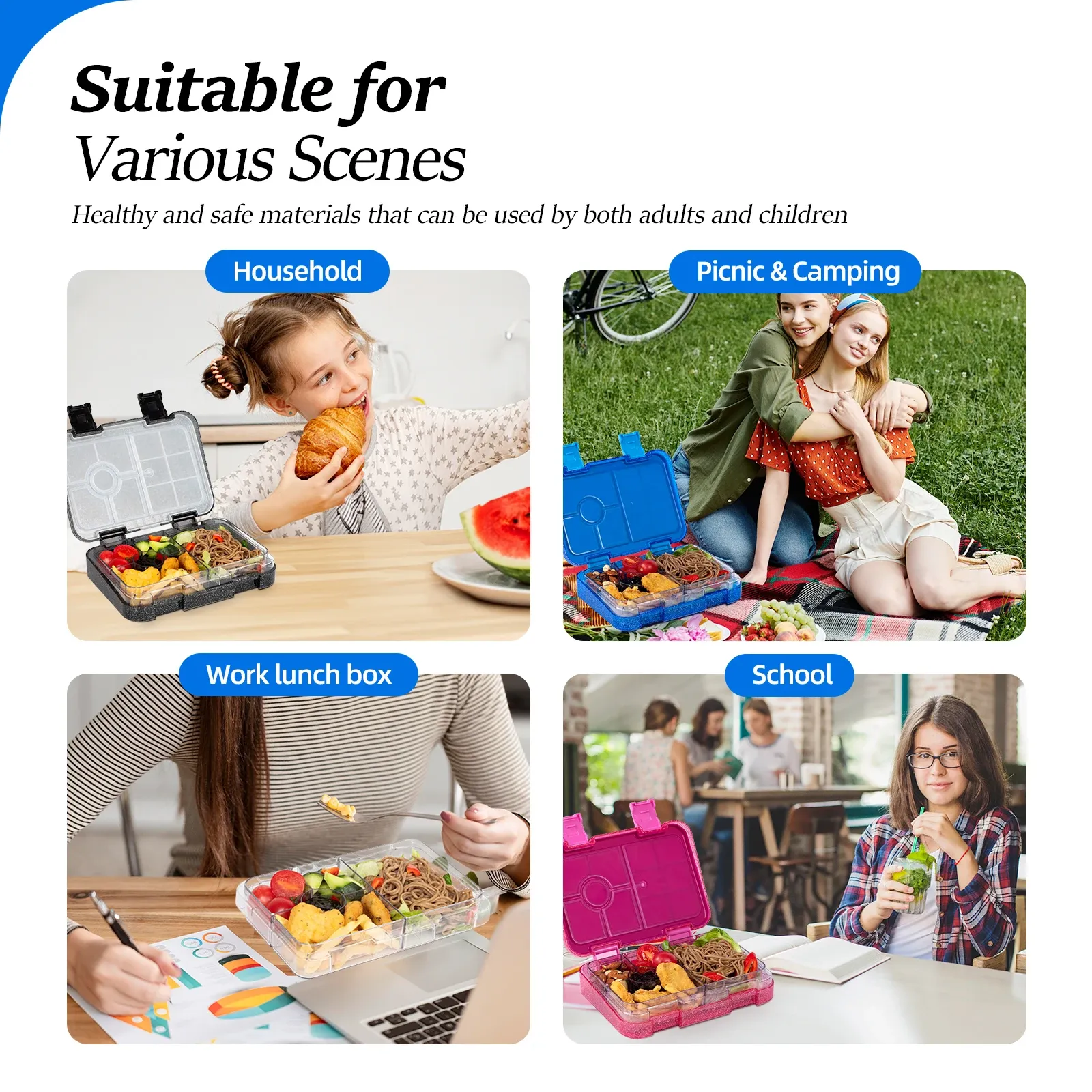 Boîte Bento scellée portable, fermeture étanche